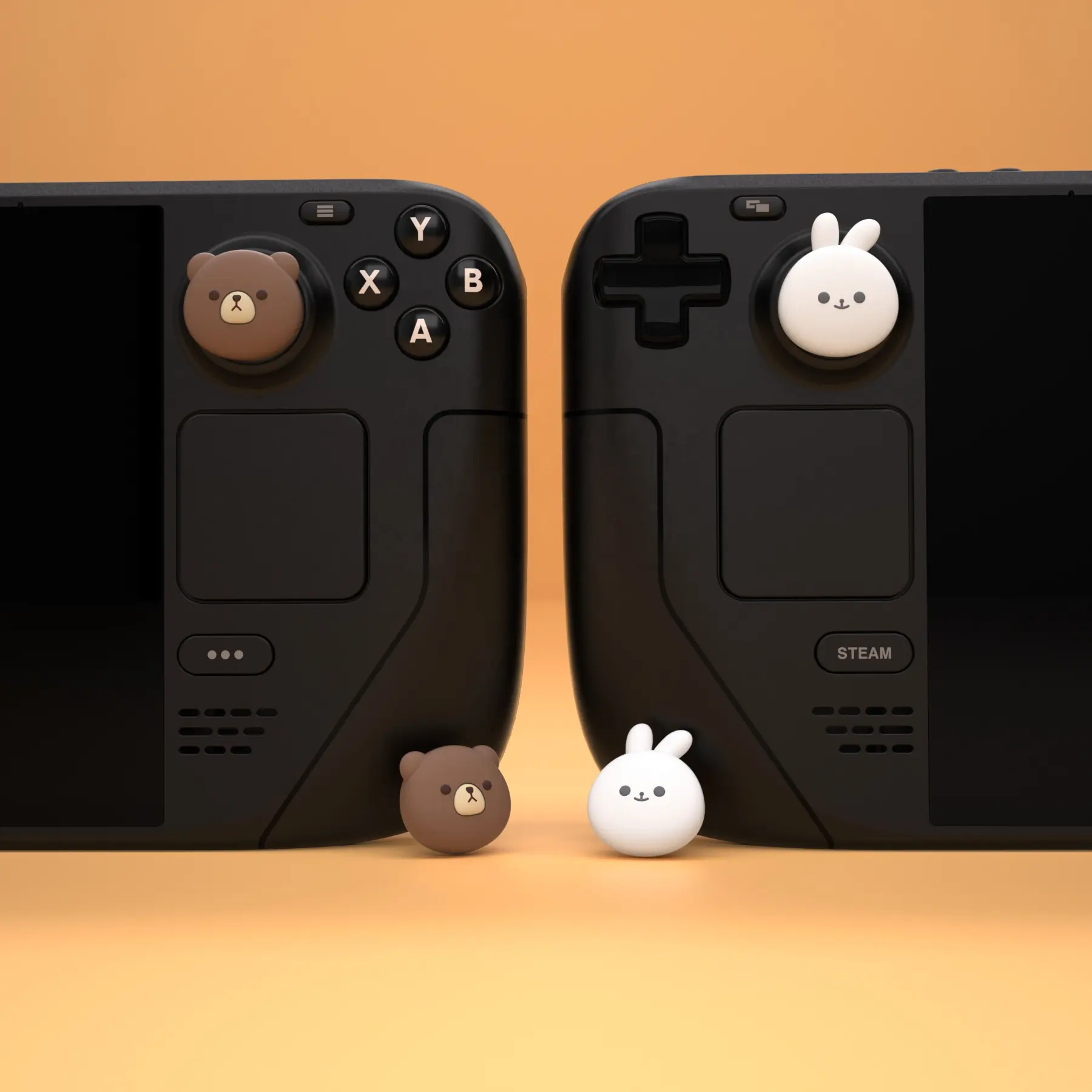 PlayVital Thumb Grips Bear & Bunny Cover - Joystick Caps For Steam Deck LCD & OLED