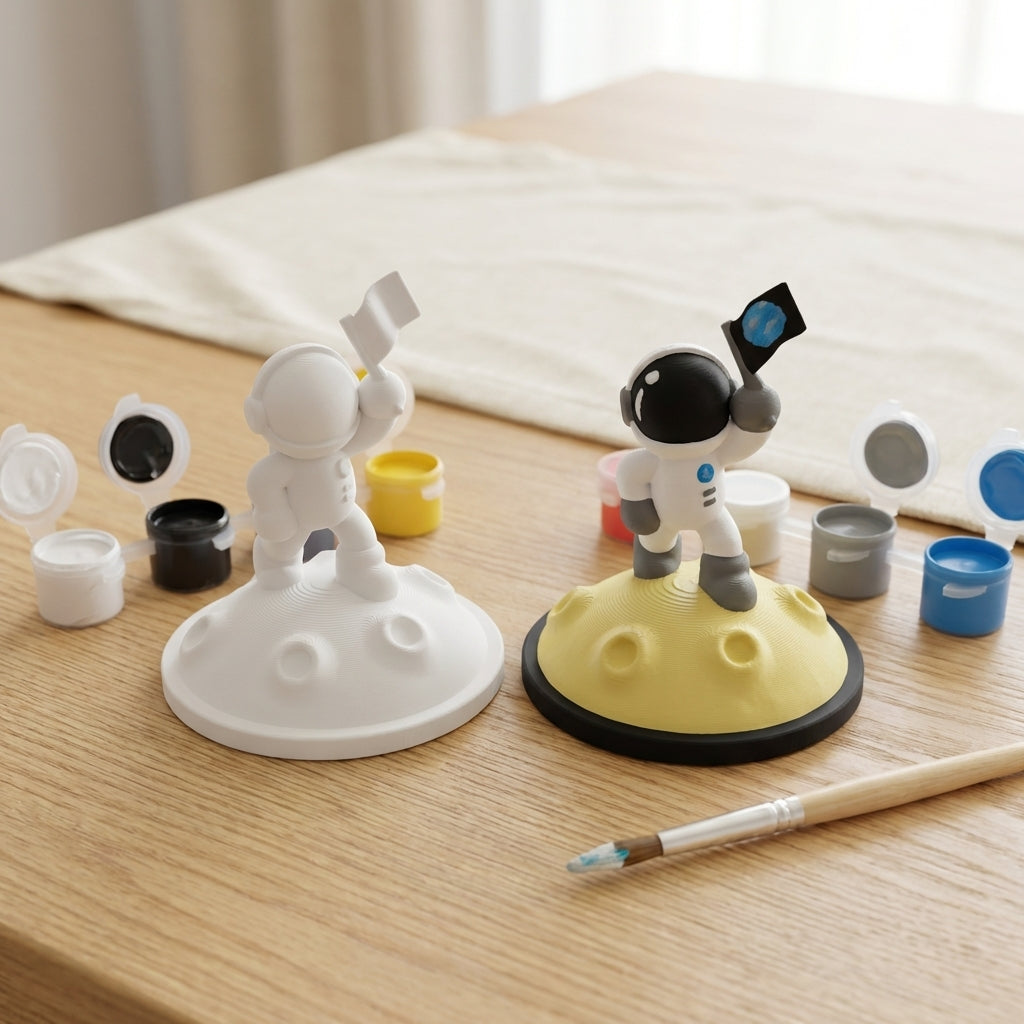 Paint-your-own astronaut: blank + painted