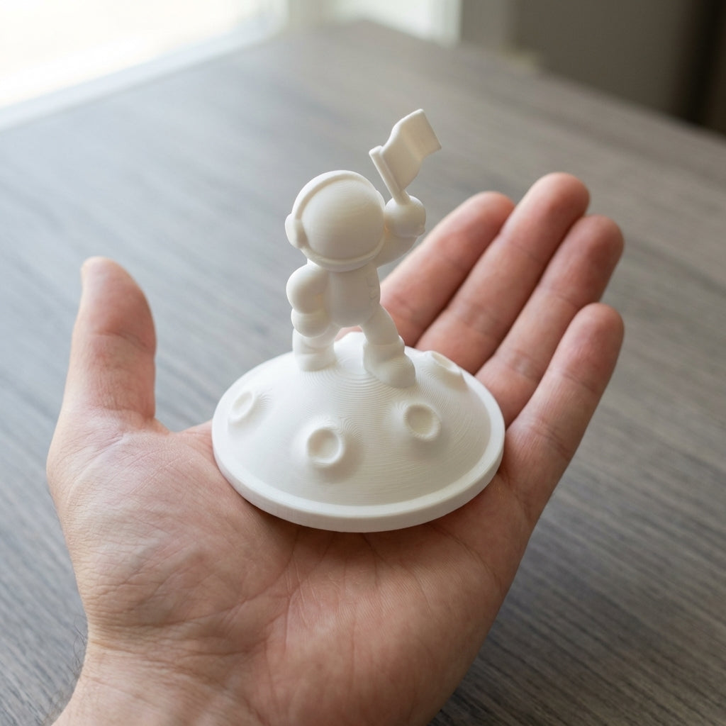 Astronaut in hand for scale