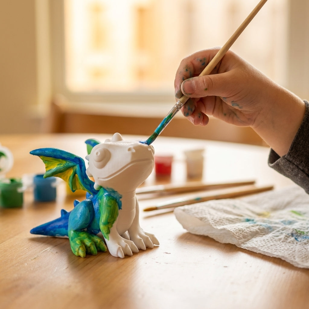 Child painting dragon