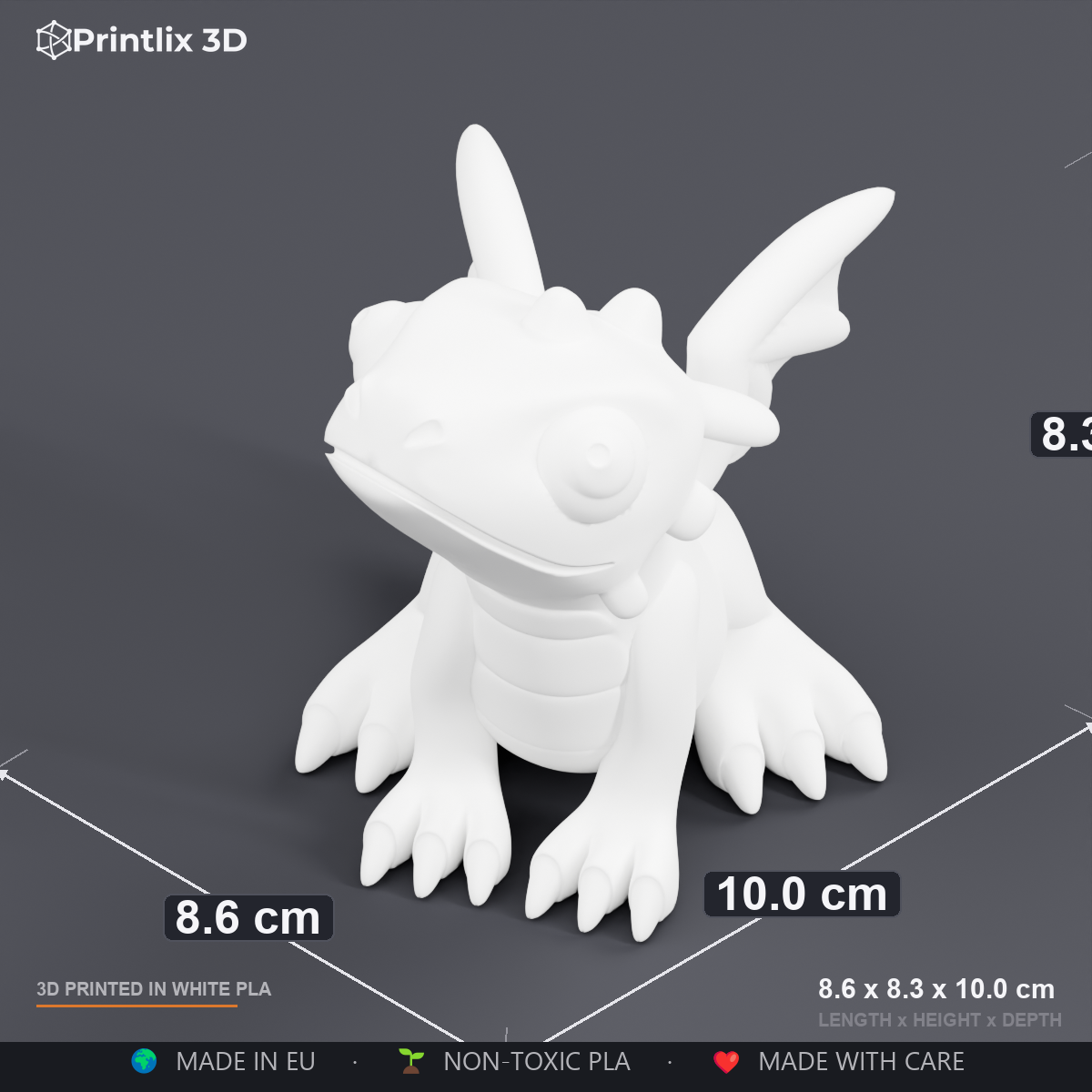 Dragon dimensions: 8.6 x 10.0 x 8.3 cm