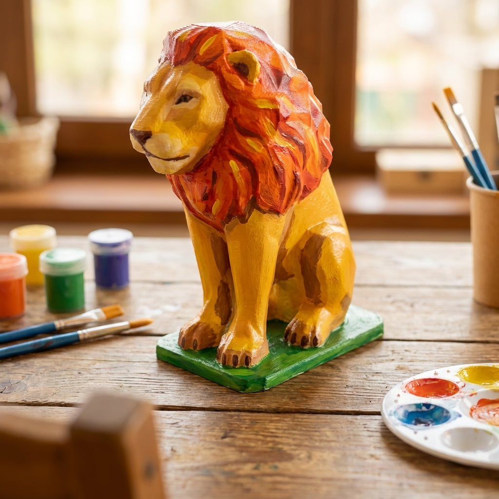 Painted lion - finished result example