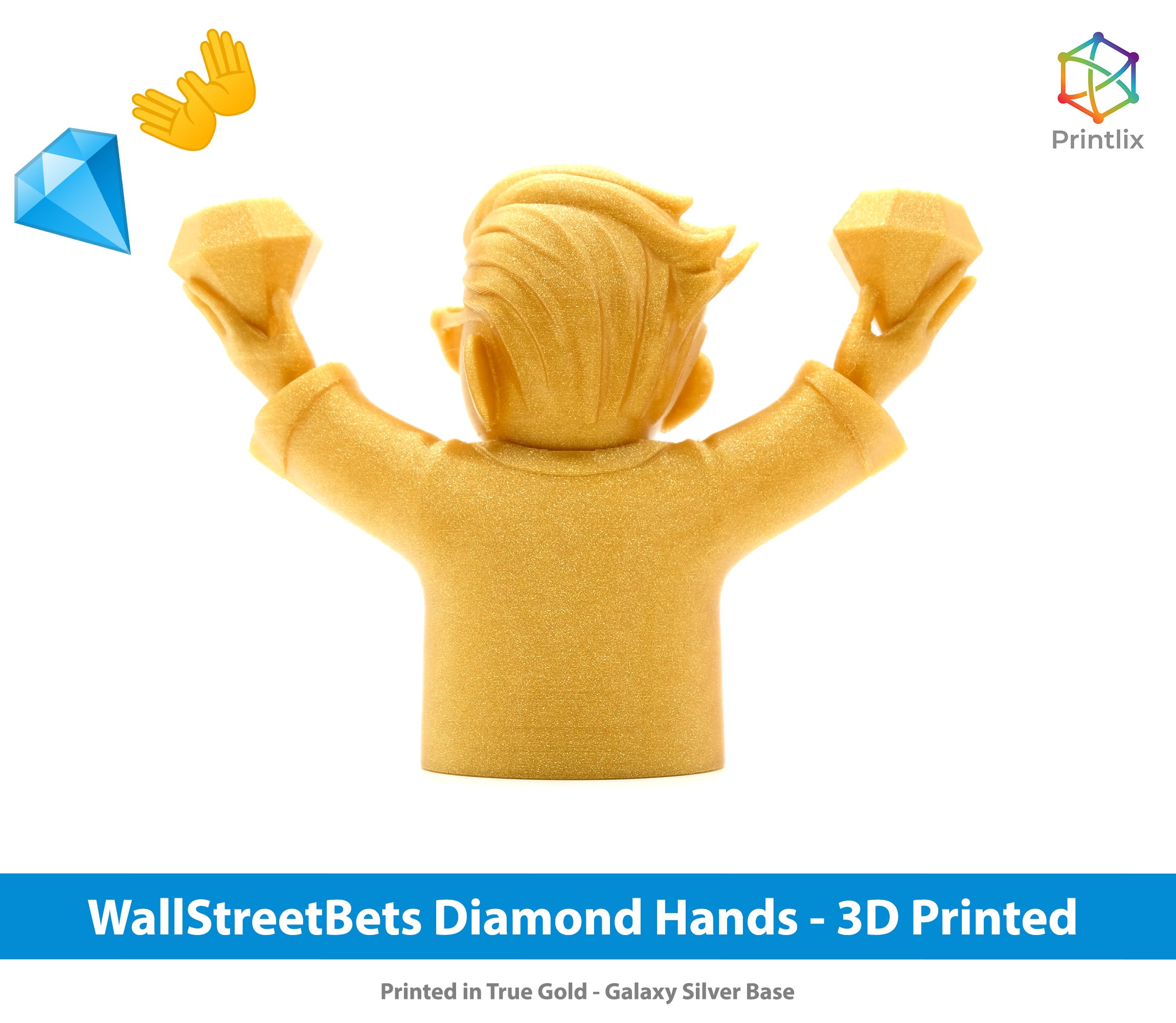 WallStreetBets Diamond Hands Figure - Apes Together Strong/Stonks Base -- 3D Printed