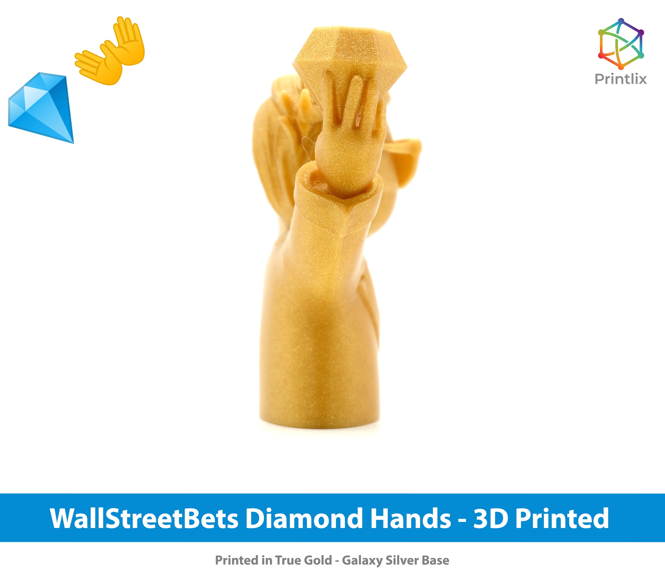 WallStreetBets Diamond Hands Figure - Apes Together Strong/Stonks Base -- 3D Printed