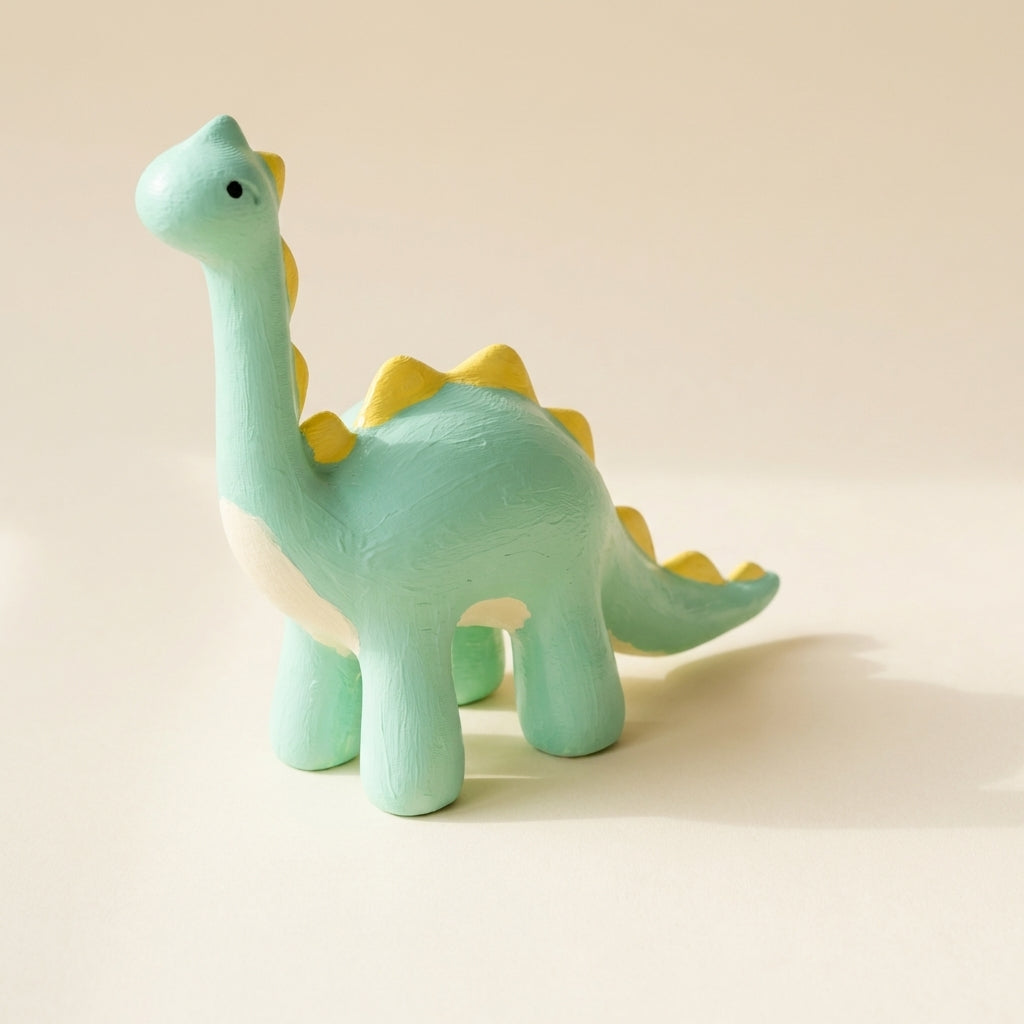 Painted mint green and yellow dinosaur - finished result example