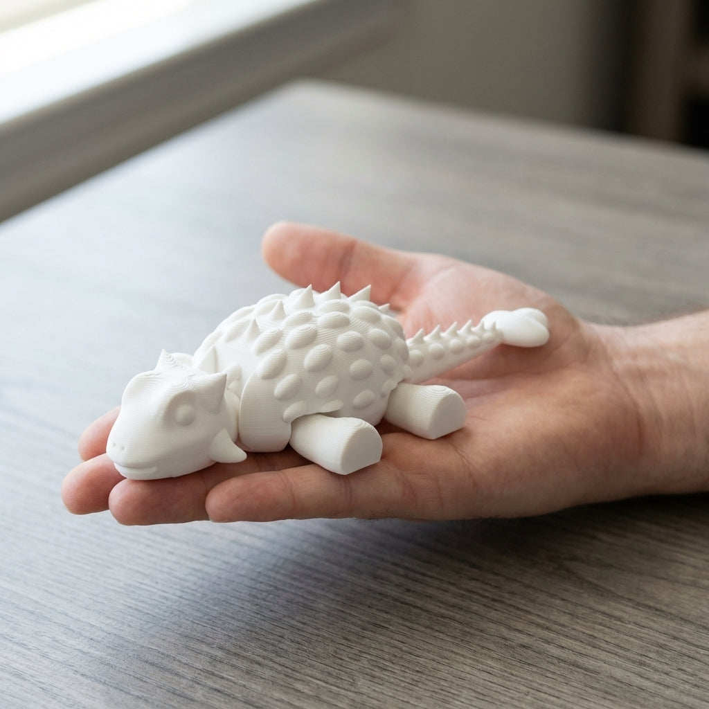 Ankylosaurus in hand for scale