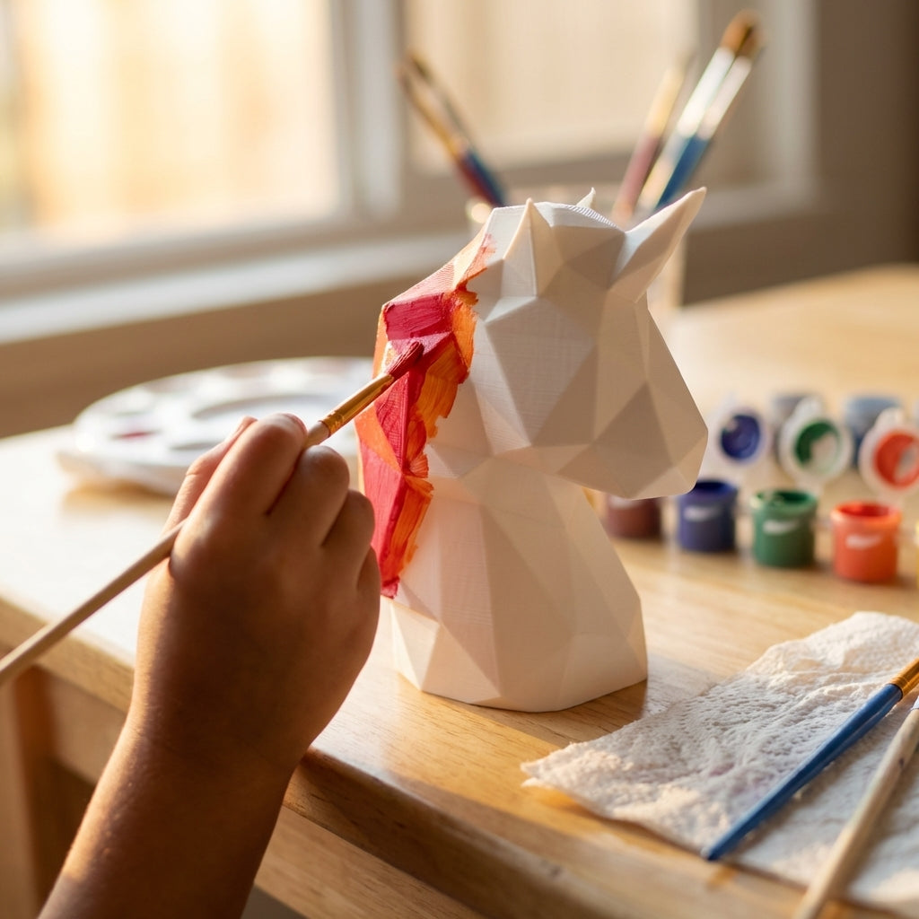 Child painting unicorn