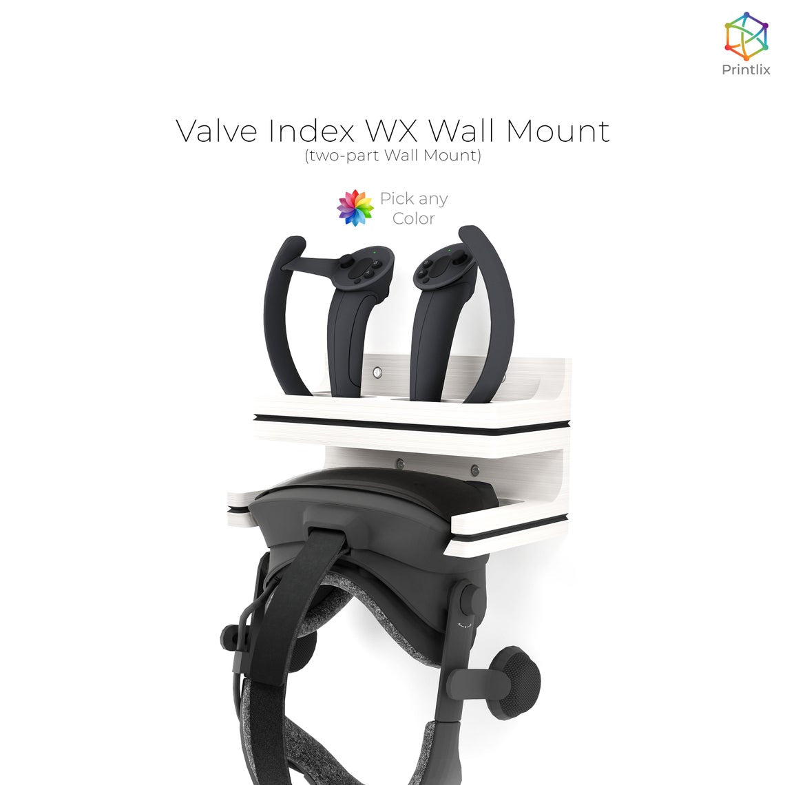 Valve Index WX Wall Mount for Index Controllers and Headset - PLA 3D Printed